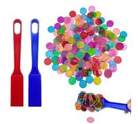 Bingo Lotto Game Set Bingo Chips Set Transparent Counters, With 200 Pcs Mix Color Chips and 2 pcs Magnetic Wand,for Board Games, Math Accessories Counters for Maths and Sorting Chess