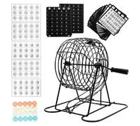 Bingo Machine Game, Metal Lottery Ball Machine Set with Rich Accessories, Reusable Bingo Chips, Sturdy and Robust, Create Pleasant Ambiance for Party Christmas Birthdays Gatherings