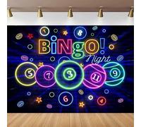 Bingo Night Theme Photography Backdrop Neon Snooker Game Time Contest For Bingo Winning Ball Coins Banner Party Decor Background 300x200CM