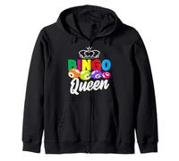Bingo Queen Crown Numbers Funny Bingo Lover Zip Hoodie