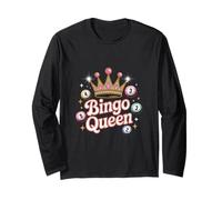 Bingo Queen Sparkly Crown with Colorful Balls Funny Game Long Sleeve T-Shirt