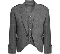 Bingo Sale New Men’s Grey Tweed Argyll Kilt Jacket with Waistcoat - Classic Scottish Highland Formal Outfit for Weddings (42 Regular)