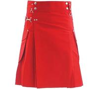 Bingo Sale Scottish Red Utility Kilt for Men - Handcrafted Modern Design with Cargo Pockets and Adjustable Straps (46" Inches Naval Waist)