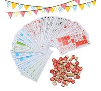 Bingo Set - 1 Unit Wooden Interactive Toy, Match Chess Game, Vintage Board Game | Large Print Bingo For Kids Family Friends Group Night Party Home School Gathering Event Classic Fun