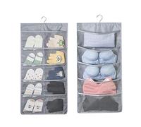 Bingo Trade Hanging Wardrobe Storage Organiser - 15 Pockets Hanging Clothes Storage Organiser for Bra Underwear Socks Ties,Double-Sided Space-Saving Wardrobe Hanger Bag (Gray - 15 Pockets)