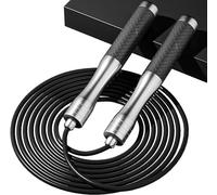 Bingobang Skipping Rope for Women Men Kids with Adjustable Length, Speed Jump Rope Adult Fitness with Alloy & Silicone Handles For Exercise Boxing Fat Burning Workout Home (Black)