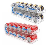 BingoHive 2 Packs FIFO Rolling Soda Fridge Can Dispenser, Holds 12 Cans | Pop Can Organiser for Drink Beer Seltzer Soda Can Storage Organiser for Fridge 330ML 355ML Can Holder Storage Pantry