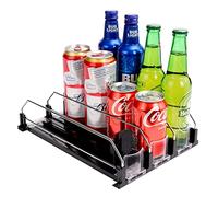 BingoHive Drink Dispenser for Refrigerator, Self-Pushing Soda Can Organiser for Fridge, 3 Rows has been Assembled, Automatic Can Organiser with Spring Loaded for Refrigerator Holds 12 cans, Black