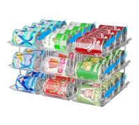 BingoHive Stackable 3 Tiers Can Organizer Pantry, Canned Food Holder for Fridge Holds 36 Cans, Free Combination & Automatic Rolling, Space Saving Storage for Refrigerator Kitchen Pantry, Clear