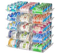 BingoHive Stackable 5 Tiers Can Organizer Pantry, Canned Food Holder for Fridge Holds 60 Cans, Free Combination & Automatic Rolling, Space Saving Storage for Refrigerator Kitchen Pantry, Clear