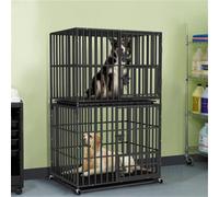 Bingopaw 95X57X144.5Cm Stackable Heavy Duty Dog Crate Double Layer Animal Pet Kennel Cage Feeding Door