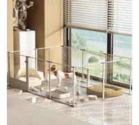 BingoPaw Acrylic XXL Dog Fence: 10 Panels Pet Acrylic Whelping Pen Box Dog Playpen Exercise Fence with Waterproof Fertility Pad for Puppies, Rabbits, Small Animal Rectangle(180 x 120 x 61 cm)