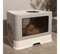 BingoPaw Cat Litter Tray Box: Foldable Large Top Entry Anti-Splashing Kitten Litter Box with Lid - Enclosed Hooded Kitty Potty - Drawer Type Cats