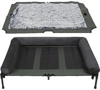 BingoPaw Cooling Raised Dog Bed: Outdoor Waterproof Elevated Puppy Sun Lounger with Breathable Mat and Soft Plush Mats for Indoor and Outside Garden Grey XXL(130x90cm)