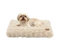 BingoPaw Dog Bed Medium Washable：Calming Crate Mattress with Removable Cover and Anti-Slip Bottom, Fluffy Anti Anxiety Water Resistant Pet Beds, Puppy Pillow Cushion Beige, 76x51x10cm