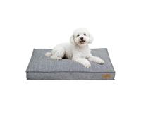 BingoPaw Dog Bed Medium Washable：Dog Crate Mattress with Cooling Faux Linen Removable Cover and Non Skid Bottom, Calming Anti Anxiety Pet Beds, Puppy Pillow Cushion Dark Grey, 73x48x12.5cm