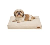 BingoPaw Dog Bed Medium Washable with Removable Cover Beige 75x50x10cm | Dog Crate Mattress with Cooling Faux Linen Cover and Non Skid Bottom, Calming Anti Anxiety Pet Beds, Puppy Pillow Cushion