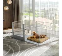 BingoPaw Dog Clear Playpen Fence: Indoor Pet Acrylic Play Pen Whelping Fence Box Waterproof Fertility Pad for Pets, Dogs (Rectangle(163x100x80Hcm)