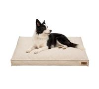 BingoPaw Extra Large Dog Bed: Dog Crate Mattress with Cooling Faux Linen Washable Removable Cover and Anti-Slip Bottom, Calming Anti Anxiety Pet Beds, Puppy Pillow Cushion Beige, 102x68x15cm