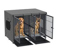 BingoPaw giant Dog Crate with Divider: 52inch Extra Large Heavy Duty Metal Pet Cage with Removable Divider Panel - Indoor Higher Inner Space Doggy Playpen Kennel with Waterproof Cover and Trays