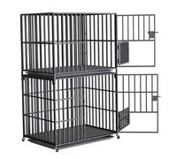 BingoPaw Heavy Duty Dog Cage: Stackable Double-layer Heavy Metal Dog Cage Pet Dog Crate Kennel with Removable Tray, Lock Latch for Two or Three Dogs 42inch
