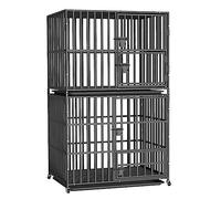 BingoPaw Heavy Duty Dog Cage: Stackable Double-layer Heavy Metal Dog Cage Pet Dog Crate Kennel with Removable Tray, Lock Latch for Two or Three Dogs 38inch