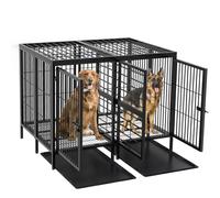 BingoPaw Heavy Duty Dog Crate: 51.5 inch Extra Large Pet Cage with Removable Metal Divider - Strong Indestructible Metal Double Dogs kennel for 2 Medium Large Dogs (130x100x100cm)