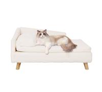 BingoPaw L Shaped Elevated Dog Sofa Couch Bed White M(70x40cm)