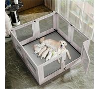 Bingopaw Large Tempered Glass Pet Whelping Playpen Dog Pen Box With Protective Ledge, 120X118.6X60Cm