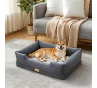 BingoPaw Orthopedic Dog Bed Bolster Sofa: Pet Couch with High Density Foam Base, Removable Washable Suede Cover, Anti-Slip Cuddler Mattress for Large Medium Dogs
