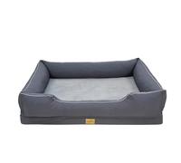BingoPaw Orthopedic Dog Sofa Bed: Pet Couch with Bolster Sides as Pillow, Supportive Flat Foam, Waterproof Liner and Removable Washable Zipper Cover XXL (111X88X23cm),Grey