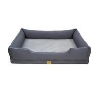BingoPaw Orthopedic Jumbo Dog Bed: Dog Bed Sofa with Bolster Sides, Supportive Flat Foam, Waterproof Liner, Washable Removable Cover and Anti-slip Bottom 3XL (127X94X24cm),Grey