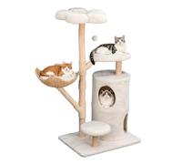 BingoPaw Solid Wood Cat Tree Tower for Large Cats, 6-Tier Modern Cat Tower with Sisal Scratching Post