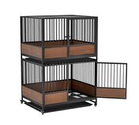 BingoPaw Stackable Metal Cat Cage: Double Layer Rolling Cat Cage on Wheels Pet Kennel with Ventilated Base Plate, Heavy Duty Cat Kittens Whelping Crate for Breeding, Cat Boarding, Pet Shops