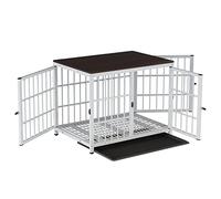BingoPaw Wooden Dog Crate Indoor: 30inch Furniture Style Pet Cage Pet Kennel End Table with Three Doors and Removable Tray for Small Medium Dogs Whit