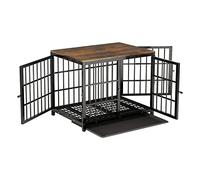 BingoPaw Wooden Dog Crate Indoor: 30inch Furniture Style Pet Cage Pet Kennel End Table with Three Doors and Removable Tray for Small Medium Dogs Black