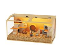 BingoPaw Wooden Hamster Cage Chewproof: Wood Extra Large Hamster Cages Habitats Openable Top with Tempered Glass, Solid Built for for Dwarf Syrian Hamster, Gerbil, Rats XL(100 * 50 * 50cm)