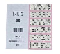 Bingosupermarket Bingo Tickets 600 Pad 6 To a Sheet 1-90 Perforated (Pink)