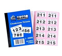 Bingosupermarket Raffle Tickets 1-1000 Cloakroom Tickets - Assorted Colours bordered. (Pink)
