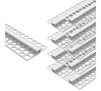 Bingotec Plaster-in LED Profile, 3.3ft/1M 10 Pack Aluminum LED Channel with Milky Diffuser for 12mm LED Strip, Trimless Recessed Profile for Pre-Installation in Ceiling and Wall Lighting