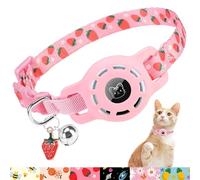BINGPET AirTag Cat Collar with Bells, Upgraded Safety Elastic Cat Collar with AirTag Holder, Anti-Lost Cat Collars for Cats, Anti-Suffocation Kitty Collars, Pink, 7.8 - 11.8 inches