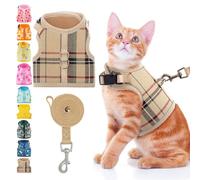 BINGPET Cat Harness with Lead Set, Escape Proof Kitten Harness with Leash, Cute Lightweight Mesh Cat Dog Walking Harness Leads, Adjustable Vest for Kitties Puppies Small Animals