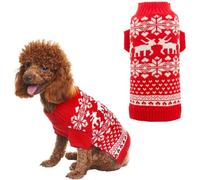 BINGPET Pet Christmas Dog Jumper,Classic Dog Jumpers Red Pet Sweater with Cute Reindeer for Puppy Outfit,Reindeer Jumper Coat Apparel For Small Medium Large Dogs Costume