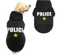 BINGPET Police Dog Hoodies, Fleece Lined Fall Cold Winter Dog Puppy Sweatshirt with Leash Hole, Soft Dog Sweaters Outfit for Small Medium Large Dogs