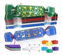 Bingqiling Christmas Crackers 30 Pack, Make Your Own Kit with Hats, Jokes & Ribbon, No-Snap DIY Bulk Party Supplies for Family, Adult & Kids Table Decor