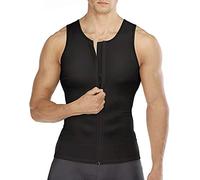 Bingrong Compression Shirts for Men Undershirts Slimming Body Shaper Waist Trainer Tank Top Vest with Zipper (Black, Medium)