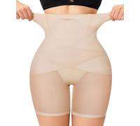 Bingrong High Waisted Shapewear for Women Tummy Control Knickers Comfortable Body Shaper Shorts Panty Cozy Control Briefs (M,Beige)