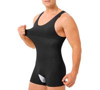 Bingrong Men Compression Shirt Vest Tummy Control Slimming Full Body Shaper Seamless Shapewear Waist WorkoutTrainer Tank Tops (Black,L)