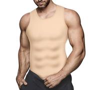 Bingrong Men Compression Vests Shapewear Slimming Body Shaper Undershirt Tank Top Shirt (UK, Alpha, S, Regular, Regular, Beige)