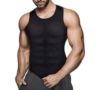 Bingrong Men Compression Vests Shapewear Slimming Body Shaper Undershirt Weight Loss Tank Top Shirt (Black, Medium)